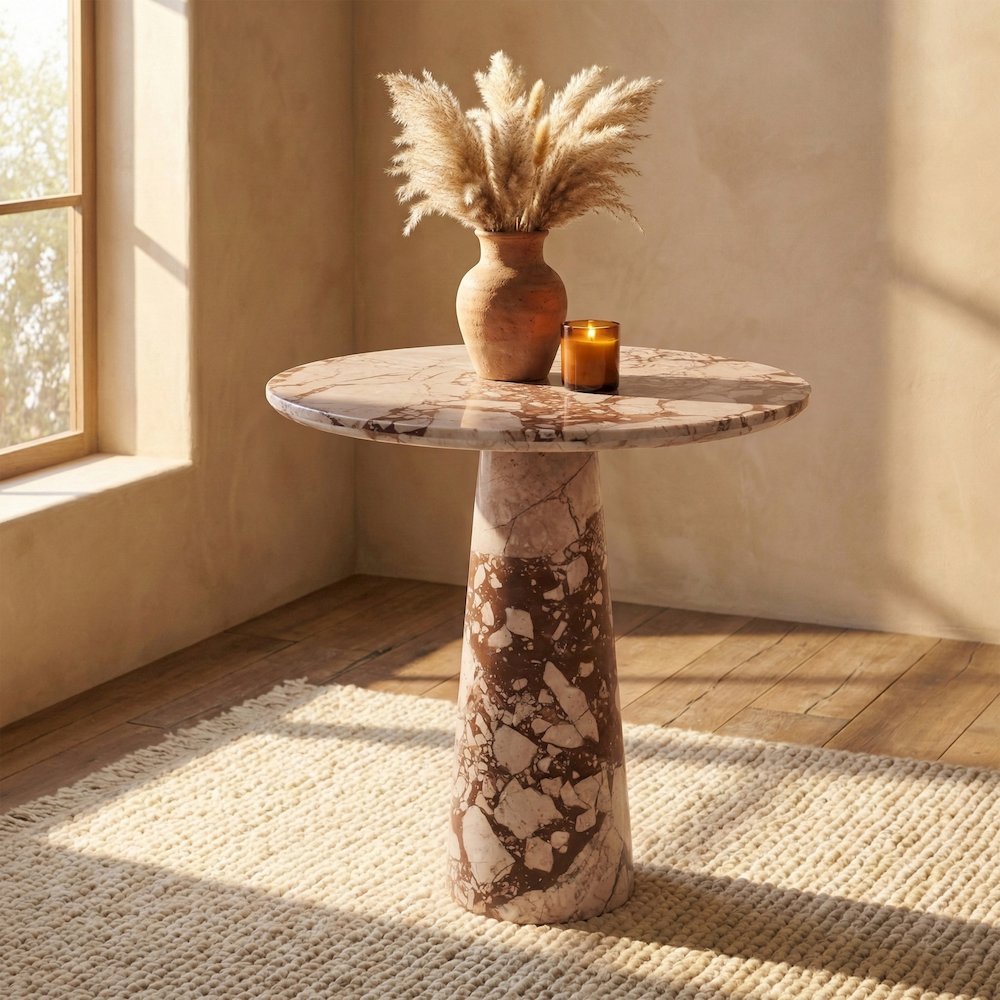 Fontelina 30" Breccia Genuine Marble Bistro Dining Table
