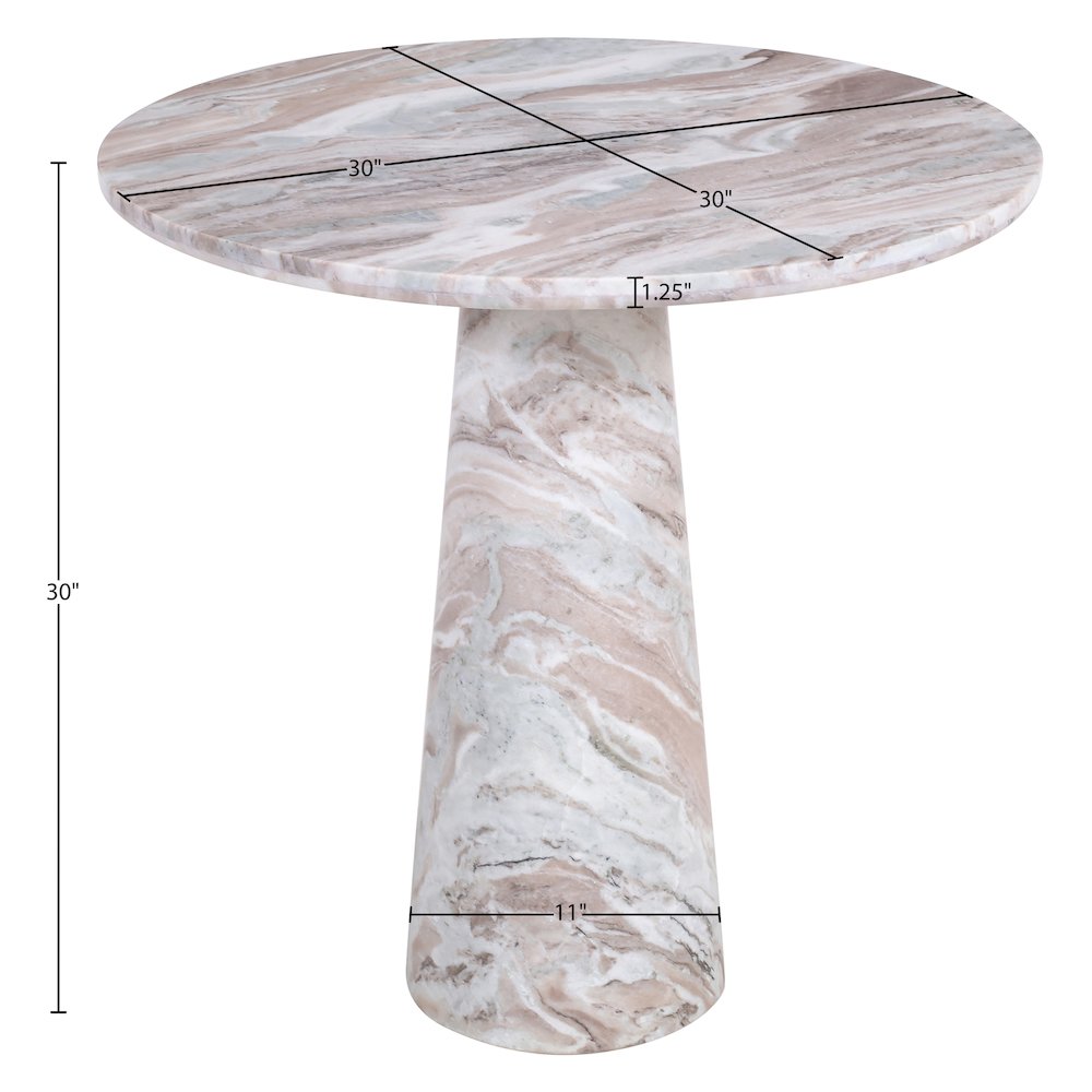 Fontelina 30" Brown Genuine Marble Bistro Dining Table