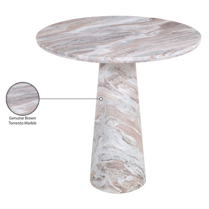 Fontelina 30" Brown Genuine Marble Bistro Dining Table