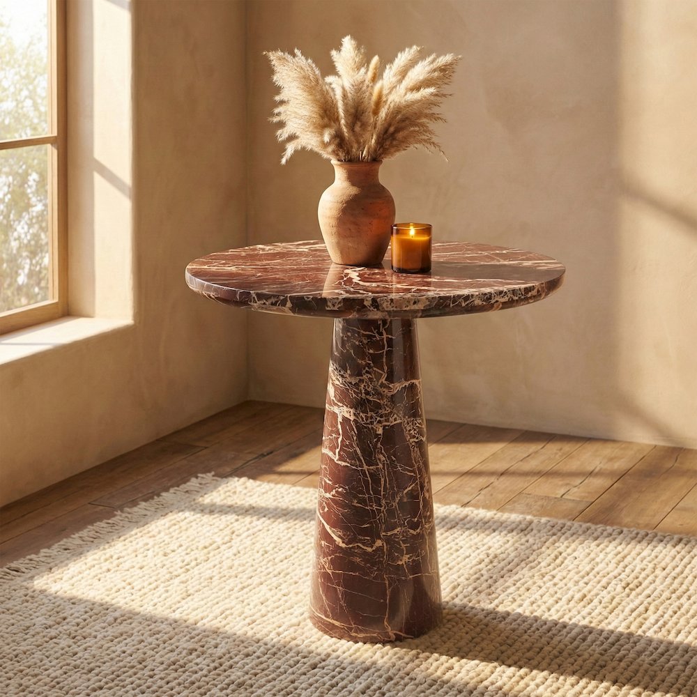 Fontelina 30" Cherry Genuine Marble Bistro Dining Table