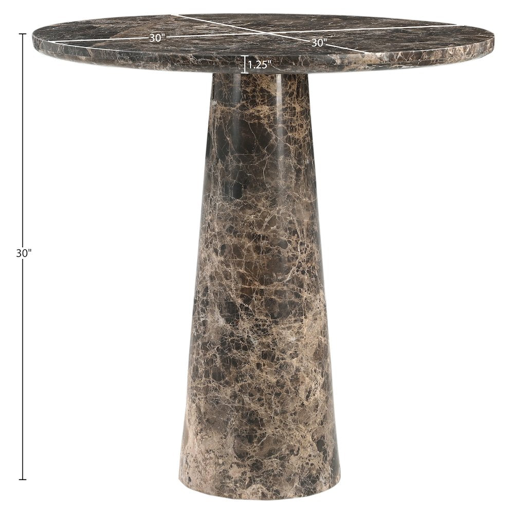 Fontelina 30" Emperador Genuine Marble Bistro Dining Table