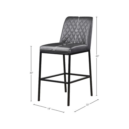 Bryce Grey Vegan Leather Stool, Set of 2