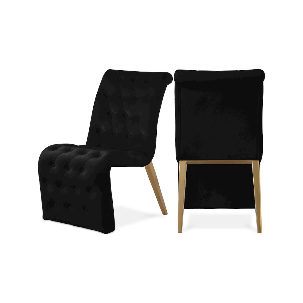 Curve Black Velvet Dining Chair, Set of 2