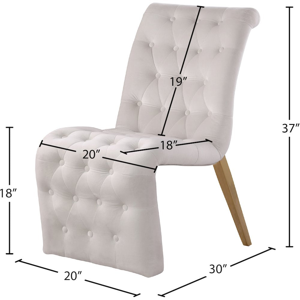 Curve Cream Velvet Dining Chair, Set of 2