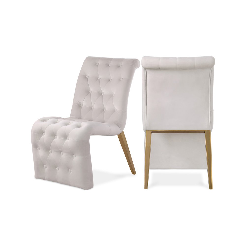 Curve Cream Velvet Dining Chair, Set of 2