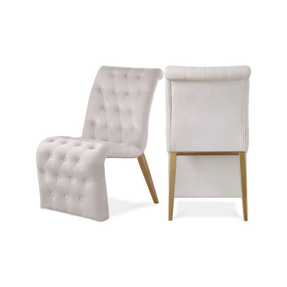 Curve Cream Velvet Dining Chair, Set of 2