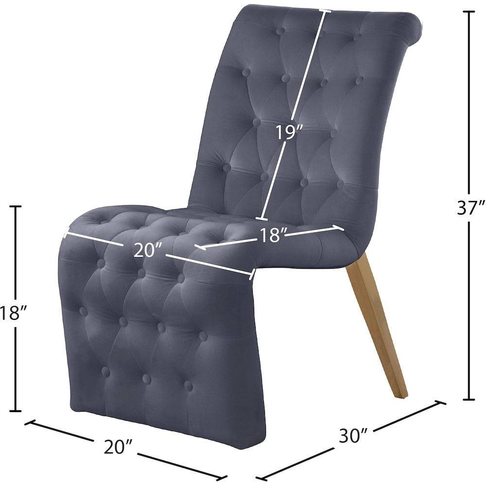 Curve Grey Velvet Dining Chair, Set of 2