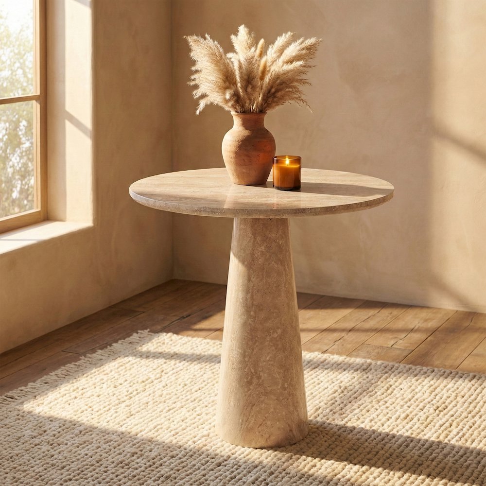 Fontelina 30" Travertine Genuine Travertine Bistro Dining Table