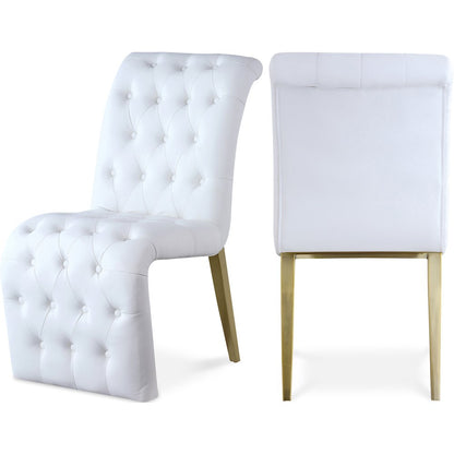 Curve White Vegan Leather Dining Chair, Set of 2