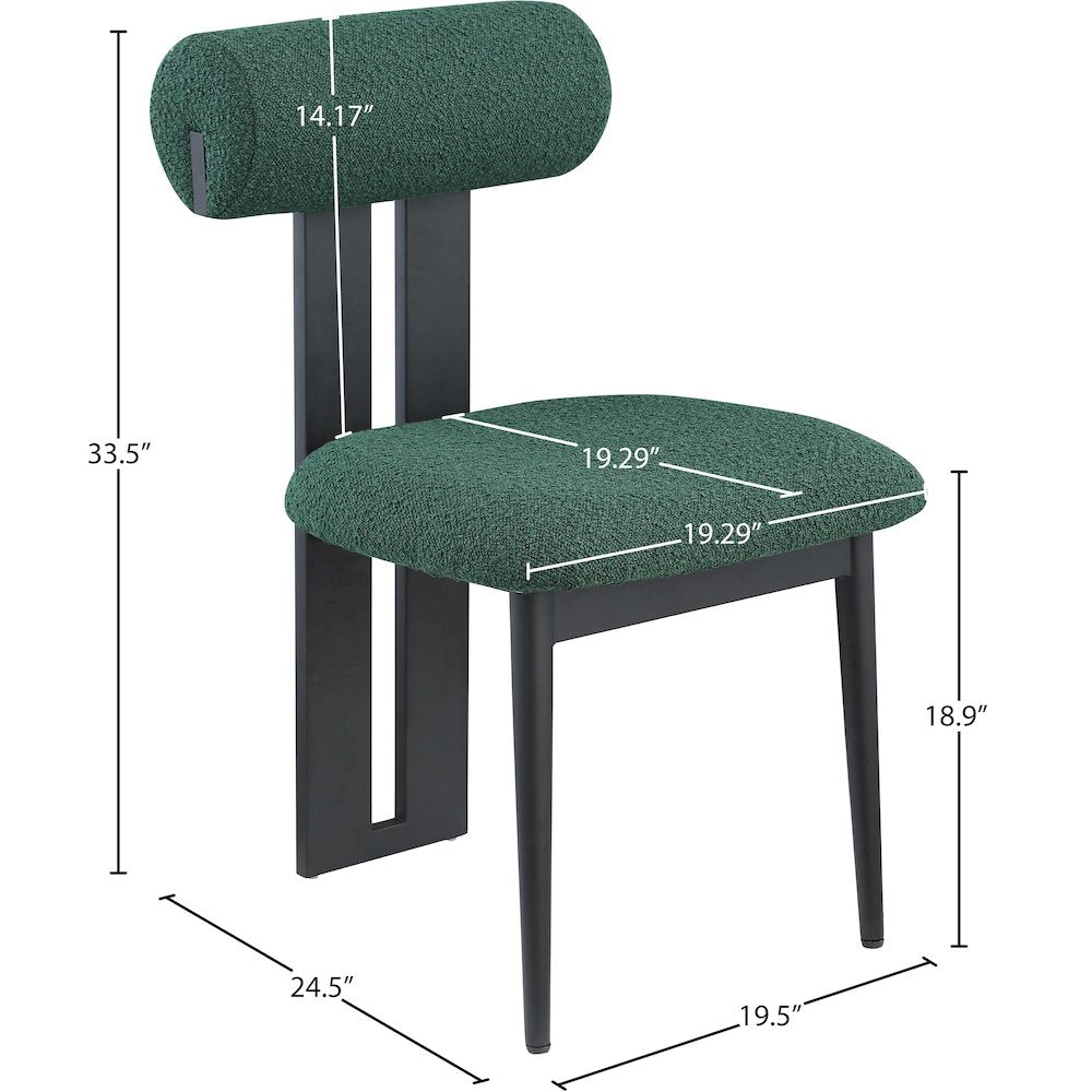 Dario Green Boucle Fabric Dining Chair, Set of 2