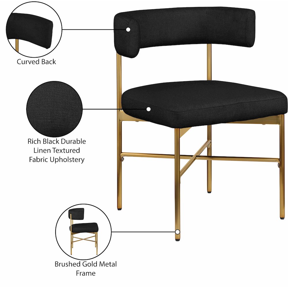 Rivage Black Durable Linen Textured Fabric Dining Chair, Set of 2