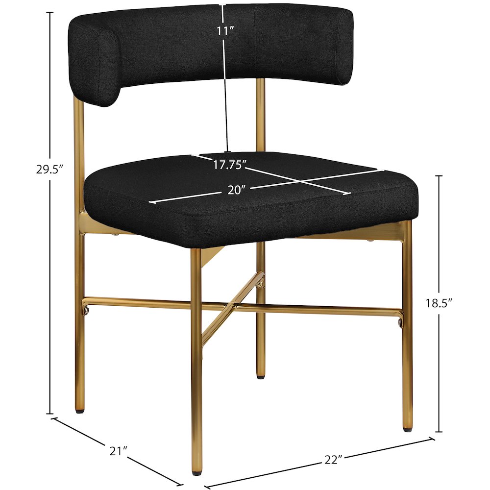 Rivage Black Durable Linen Textured Fabric Dining Chair, Set of 2