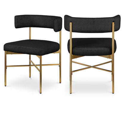 Rivage Black Durable Linen Textured Fabric Dining Chair, Set of 2