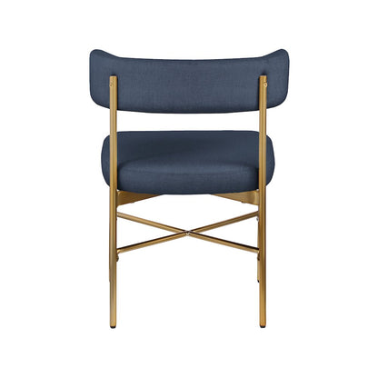 Rivage Deep Navy Durable Linen Textured Fabric Dining Chair, Set of 2