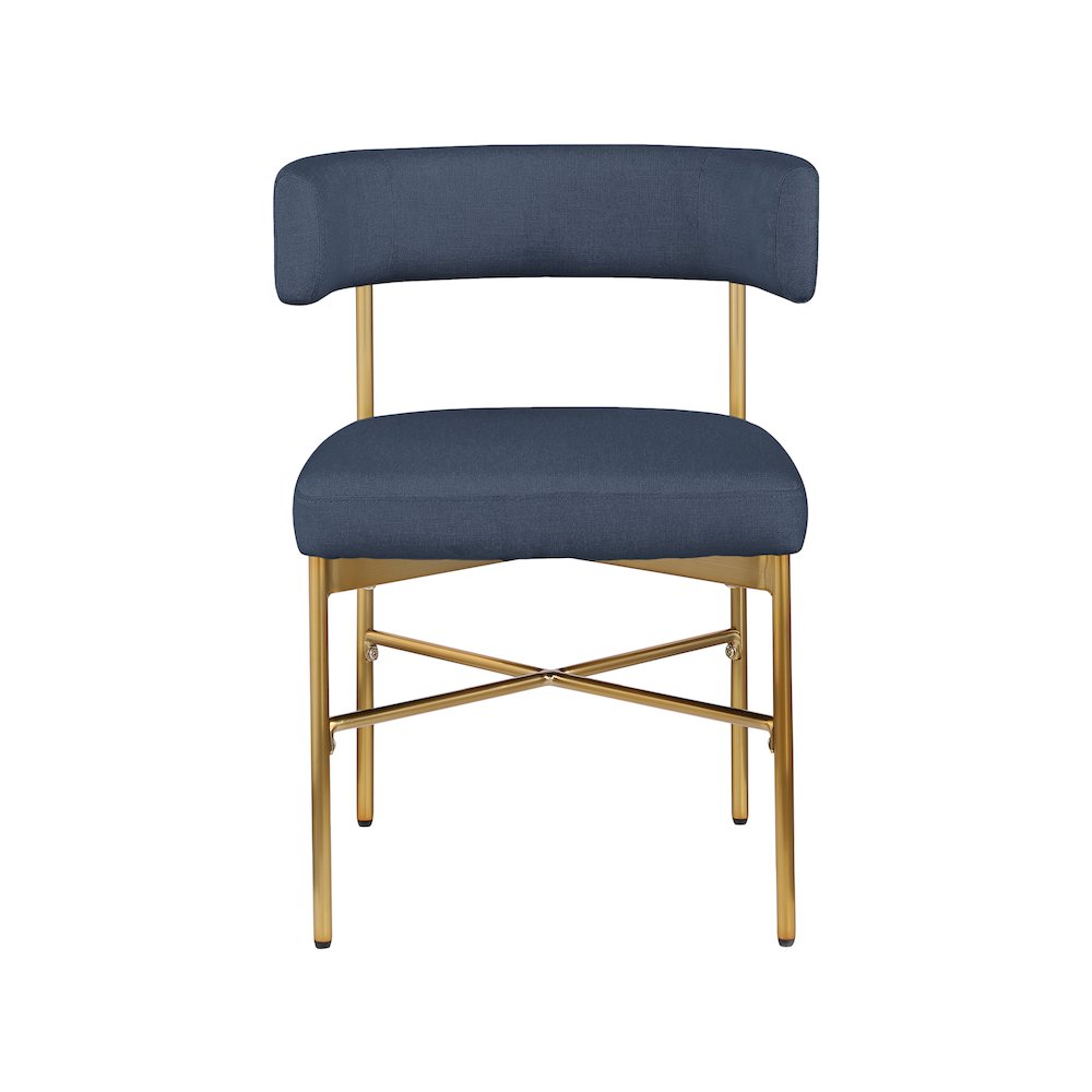 Rivage Deep Navy Durable Linen Textured Fabric Dining Chair, Set of 2