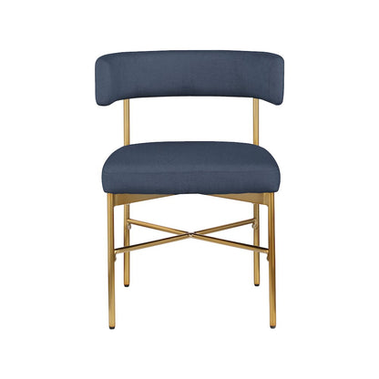 Rivage Deep Navy Durable Linen Textured Fabric Dining Chair, Set of 2