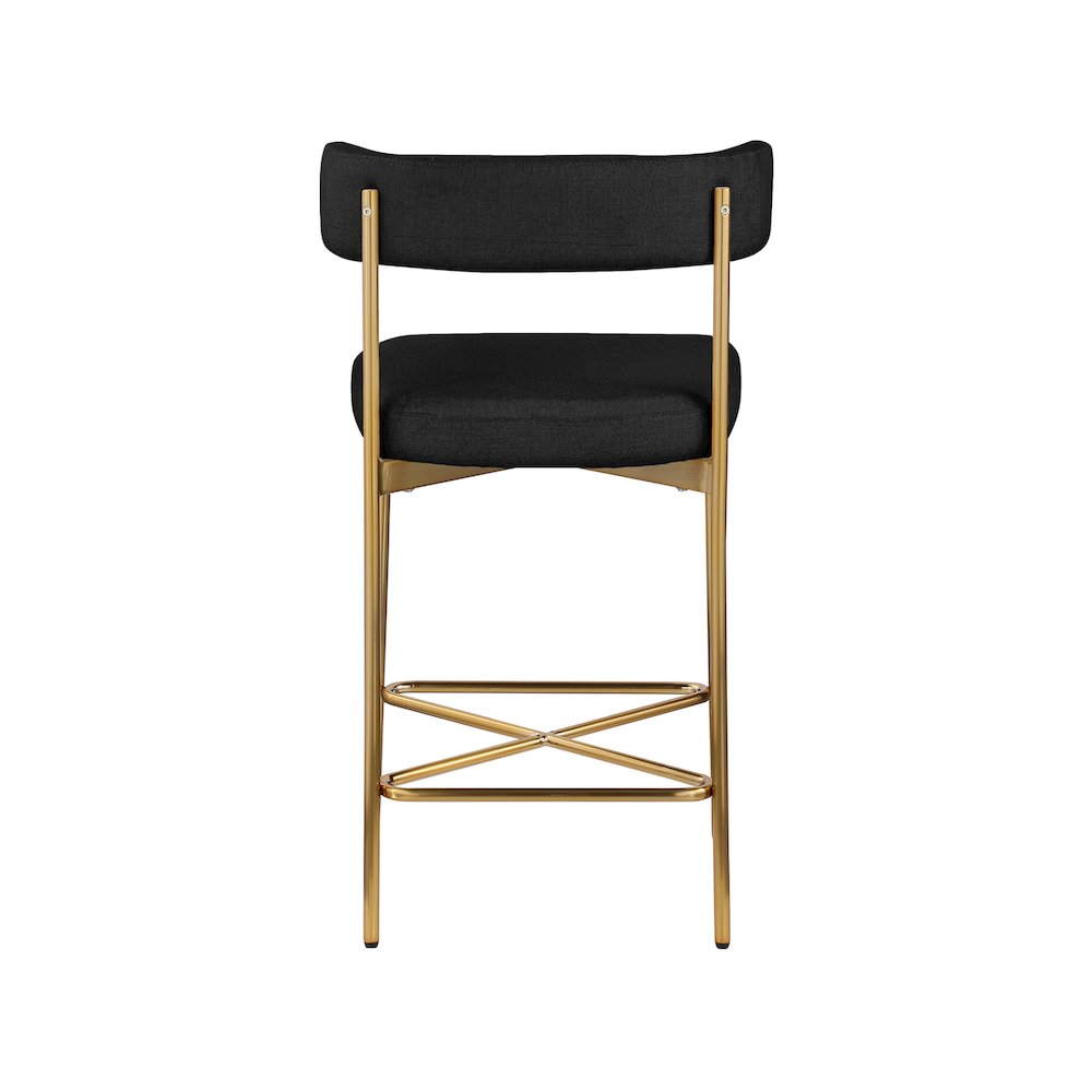 Rivage Black Durable Linen Textured Fabric Stool, Set of 2