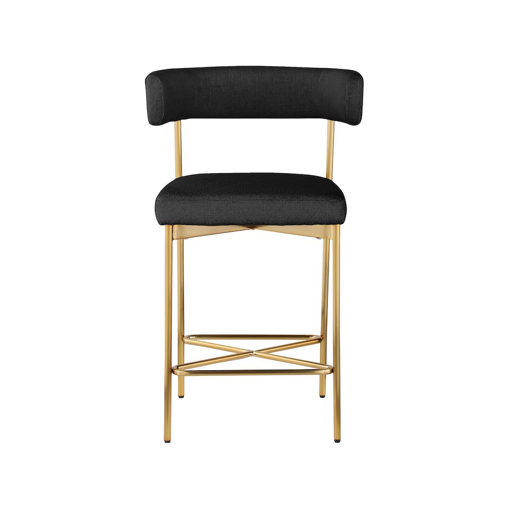Rivage Black Durable Linen Textured Fabric Stool, Set of 2
