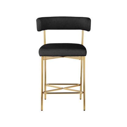 Rivage Black Durable Linen Textured Fabric Stool, Set of 2