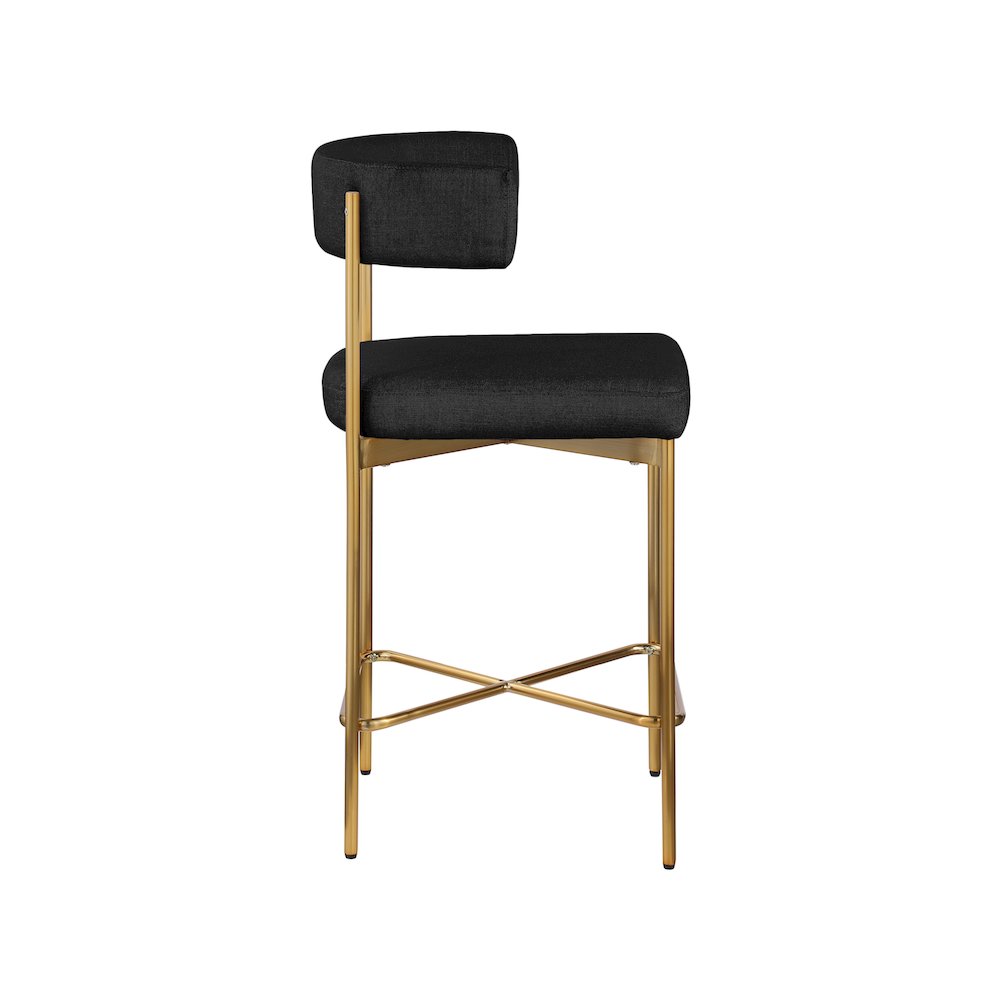 Rivage Black Durable Linen Textured Fabric Stool, Set of 2