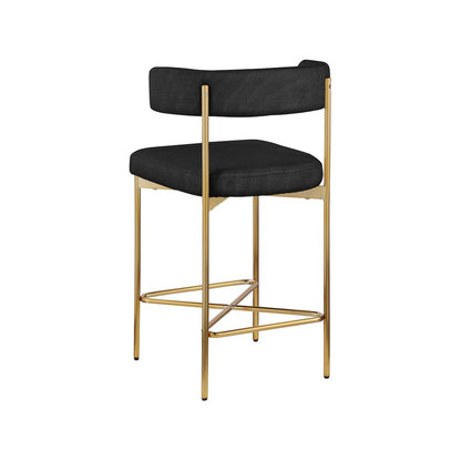 Rivage Black Durable Linen Textured Fabric Stool, Set of 2
