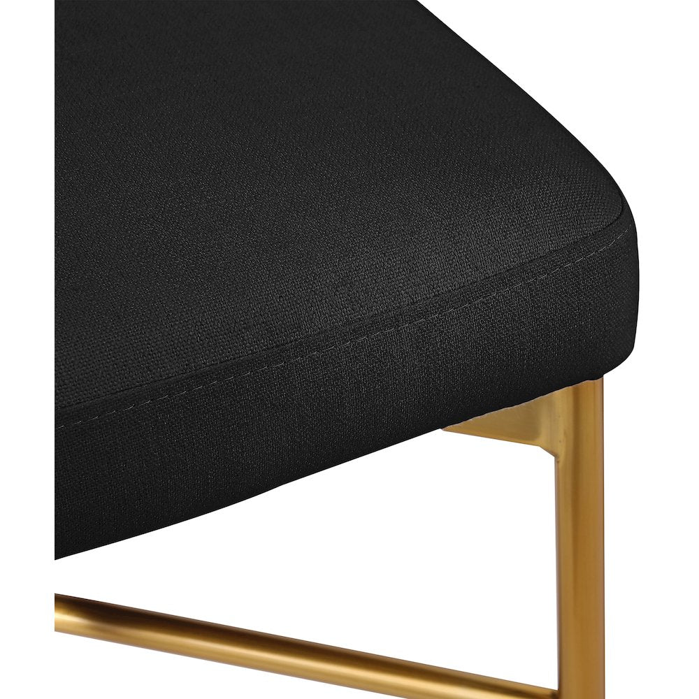 Rivage Black Durable Linen Textured Fabric Stool, Set of 2