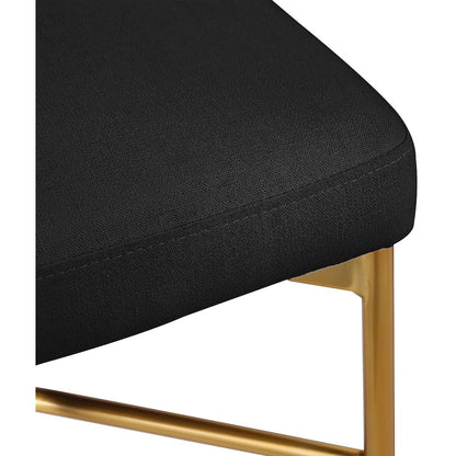 Rivage Black Durable Linen Textured Fabric Stool, Set of 2