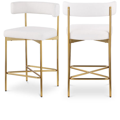 Rivage Cream Durable Linen Textured Fabric Stool, Set of 2