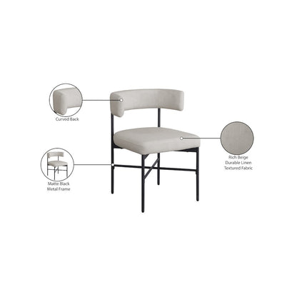 Rivage Beige Durable Linen Textured Fabric Dining Chair, Set of 2