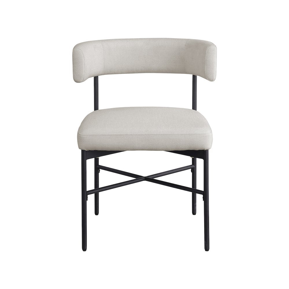 Rivage Beige Durable Linen Textured Fabric Dining Chair, Set of 2