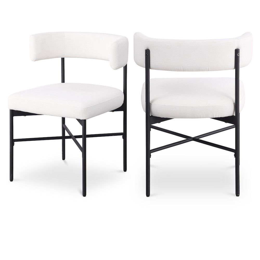 Rivage Cream Durable Linen Textured Fabric Dining Chair, Set of 2