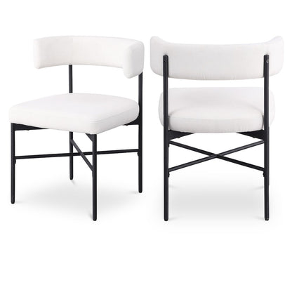 Rivage Cream Durable Linen Textured Fabric Dining Chair, Set of 2