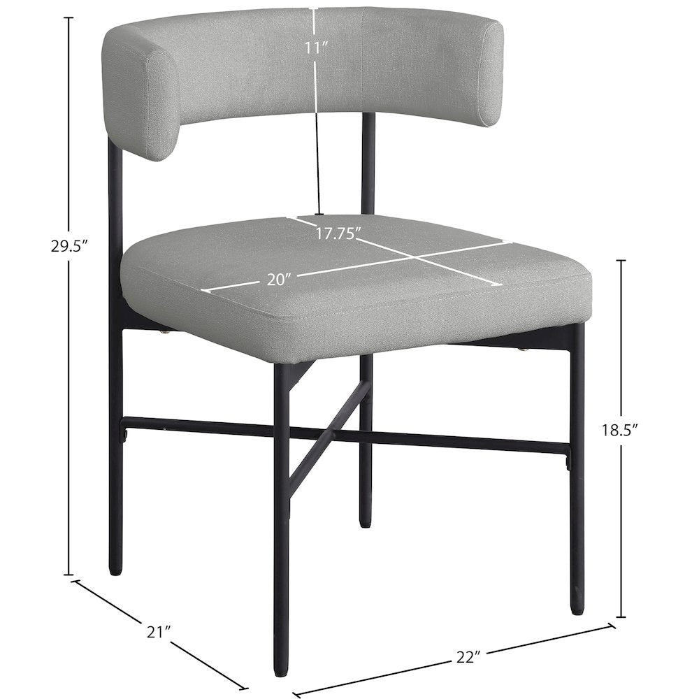 Rivage Light Grey Durable Linen Textured Fabric Dining Chair, Set of 2