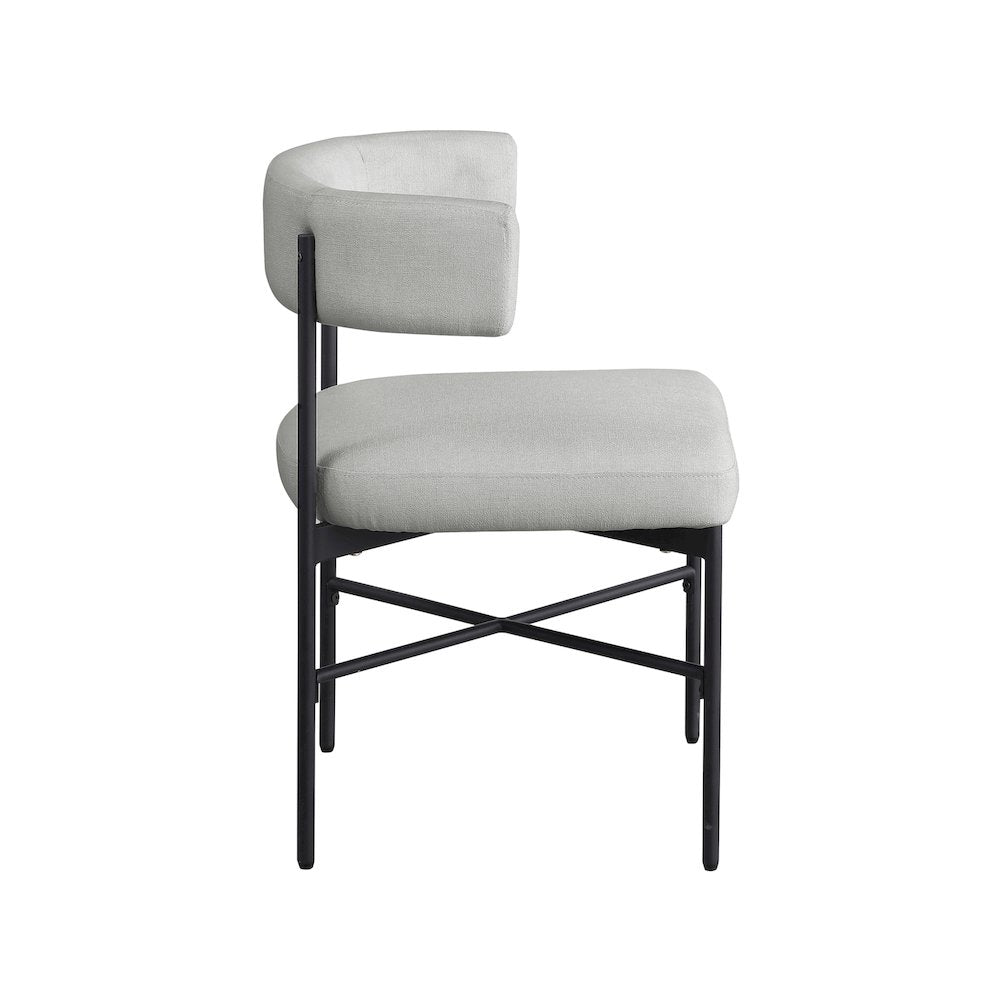 Rivage Light Grey Durable Linen Textured Fabric Dining Chair, Set of 2