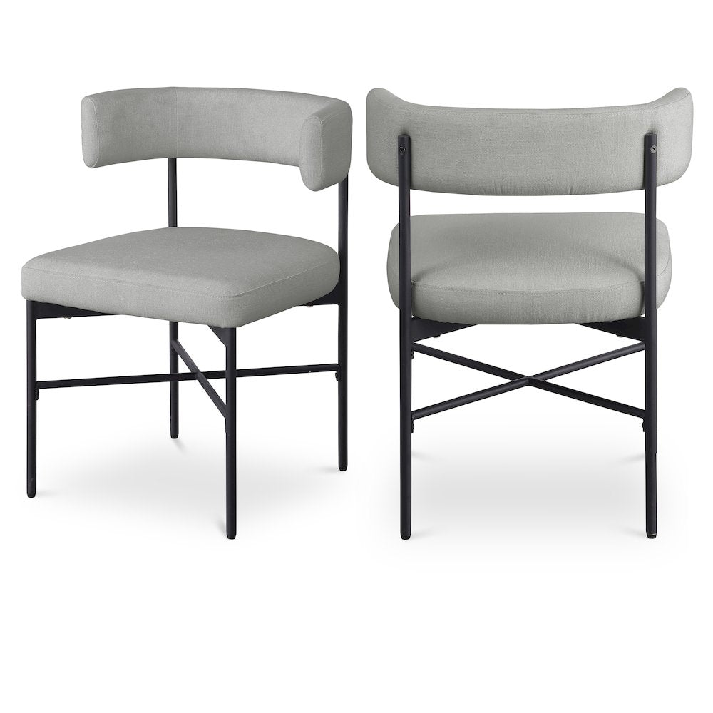 Rivage Light Grey Durable Linen Textured Fabric Dining Chair, Set of 2