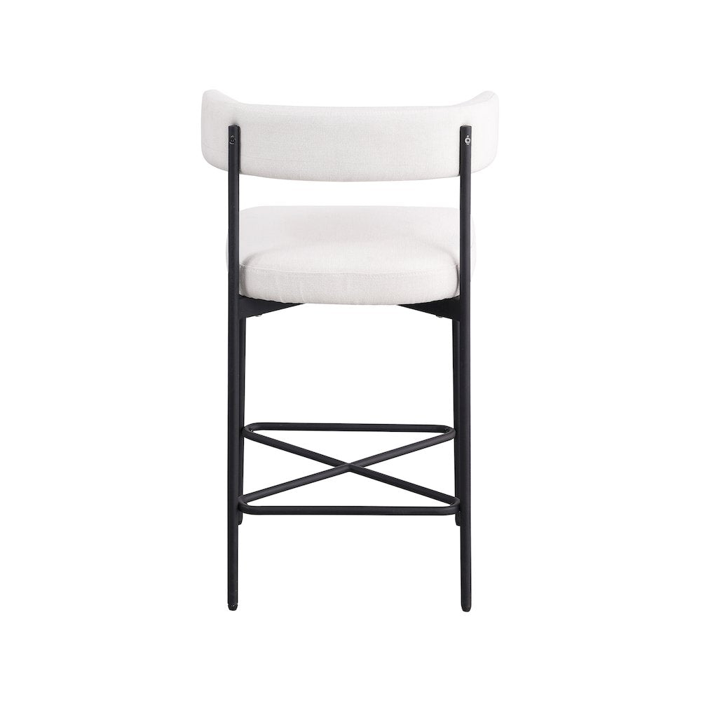 Rivage Cream Durable Linen Textured Fabric Stool, Set of 2
