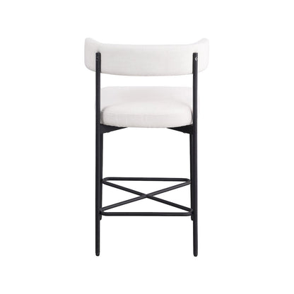 Rivage Cream Durable Linen Textured Fabric Stool, Set of 2