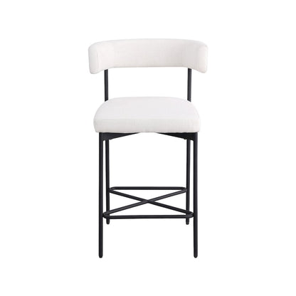 Rivage Cream Durable Linen Textured Fabric Stool, Set of 2