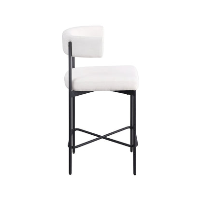 Rivage Cream Durable Linen Textured Fabric Stool, Set of 2