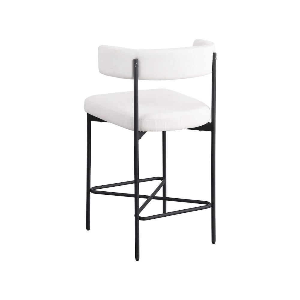 Rivage Cream Durable Linen Textured Fabric Stool, Set of 2