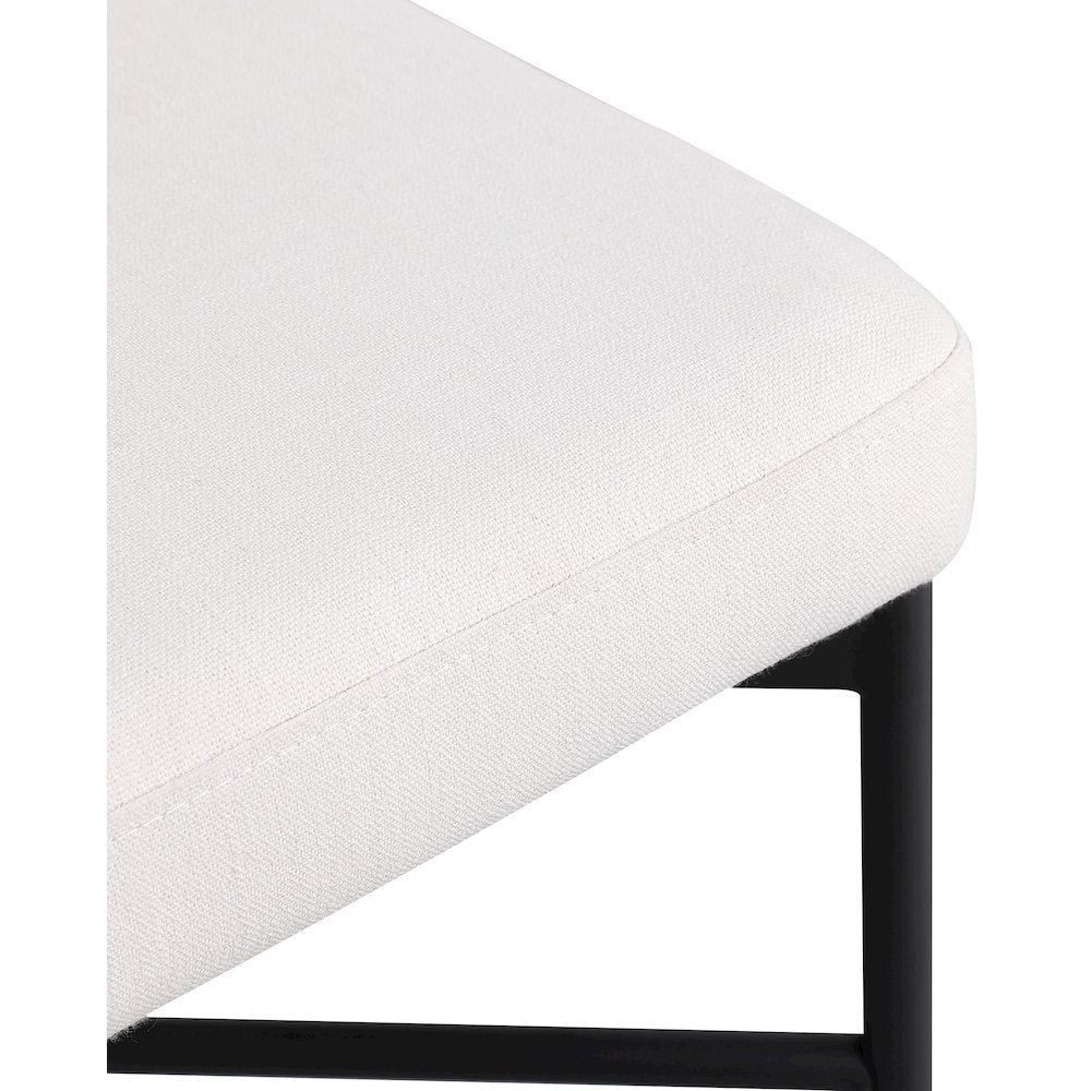 Rivage Cream Durable Linen Textured Fabric Stool, Set of 2