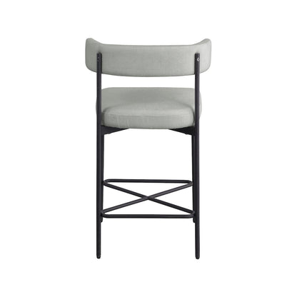 Rivage Light Grey Durable Linen Textured Fabric Stool, Set of 2