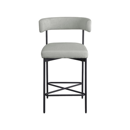 Rivage Light Grey Durable Linen Textured Fabric Stool, Set of 2