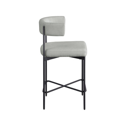 Rivage Light Grey Durable Linen Textured Fabric Stool, Set of 2