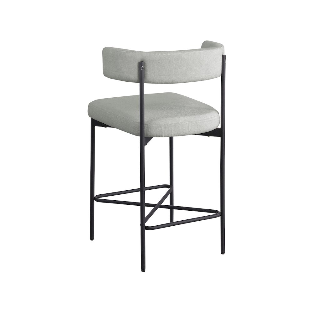Rivage Light Grey Durable Linen Textured Fabric Stool, Set of 2