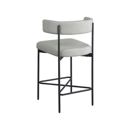 Rivage Light Grey Durable Linen Textured Fabric Stool, Set of 2