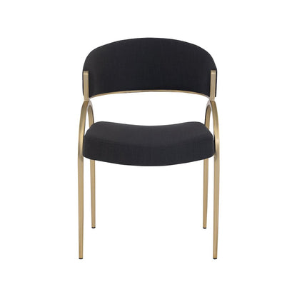 Privet Black Linen Textured Fabric Dining Chair, Set of 2