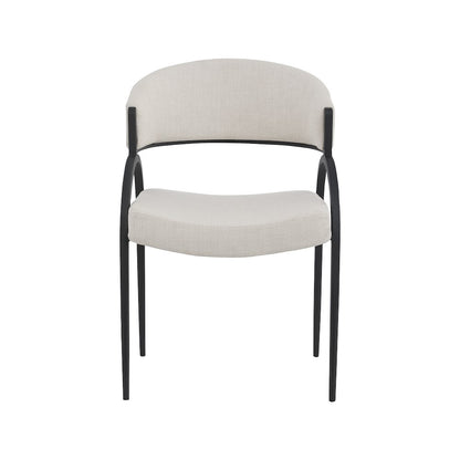 Privet Beige Linen Textured Fabric Dining Chair, Set of 2