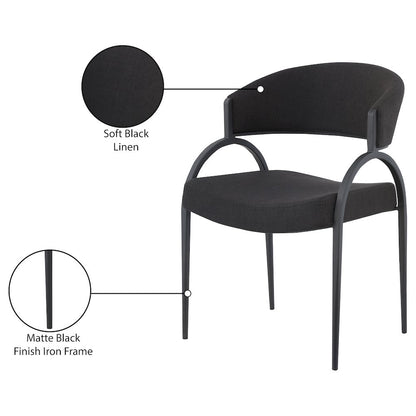 Privet Black Linen Textured Fabric Dining Chair, Set of 2