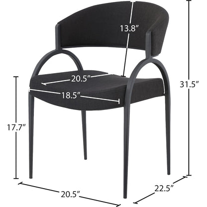 Privet Black Linen Textured Fabric Dining Chair, Set of 2
